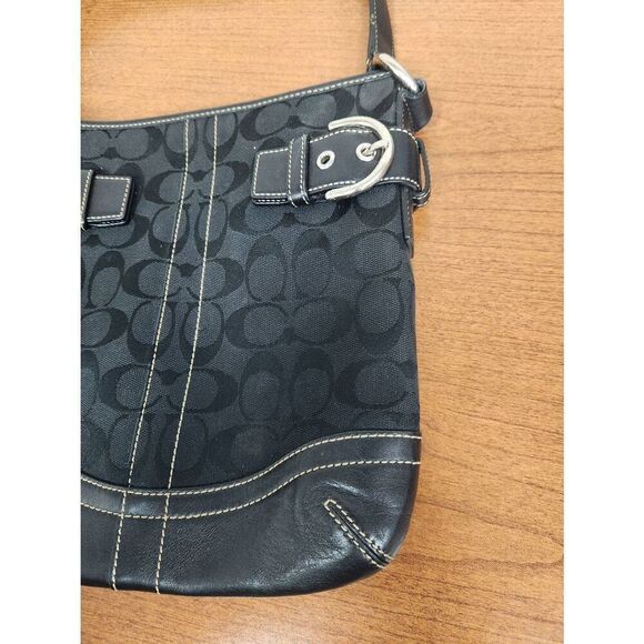 Coach Classic Signature Monogram Purse Handbag FO5M-3577 Black Jacquard canvas a - Picture 2 of 14